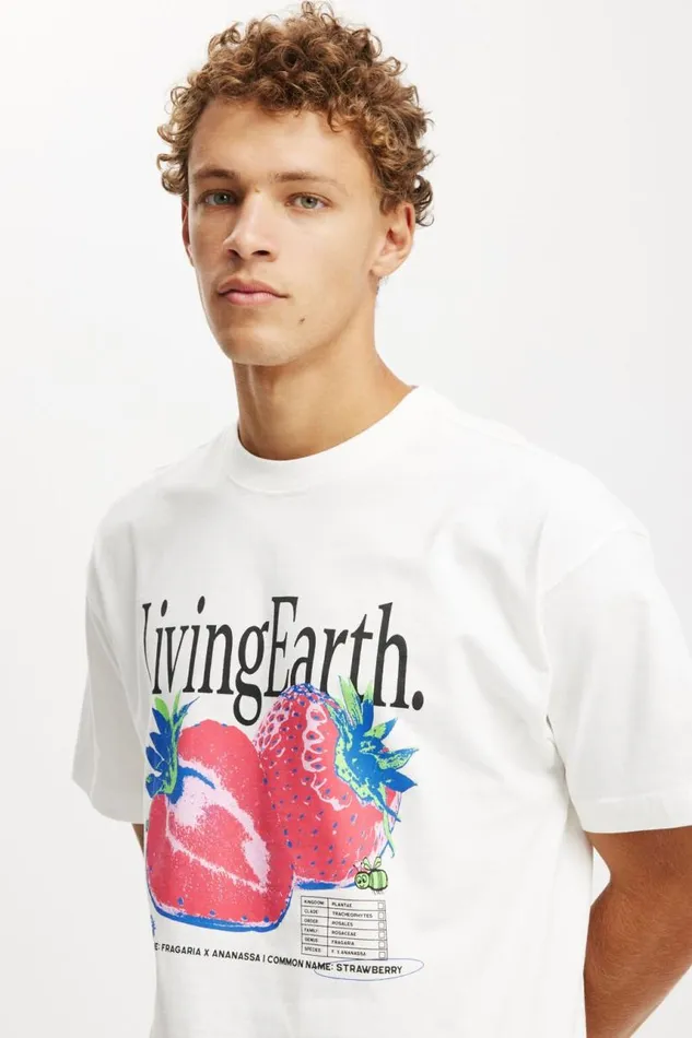 Cotton On Tees and Tanks Box Fit Graphic TShirt Vintage Whiteliving Earth 8211 Men Cotton On Tees and Tanks Box Fit Graphic TShirt Vintage Whiteliving Earth 8211 Men
