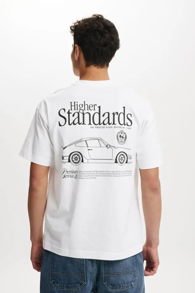 Cotton On Tees and Tanks Box Fit Graphic TShirt Whitehigher Standards 8211 Men Cotton On Tees and Tanks Box Fit Graphic TShirt Whitehigher Standards 8211 Men