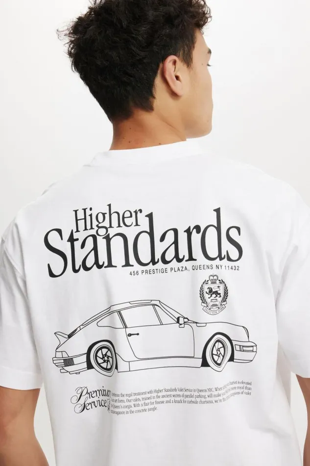 Cotton On Tees and Tanks Box Fit Graphic TShirt Whitehigher Standards 8211 Men Cotton On Tees and Tanks Box Fit Graphic TShirt Whitehigher Standards 8211 Men