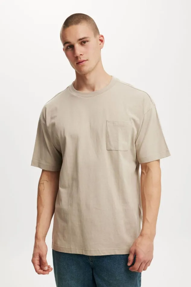 Cotton On Tees and Tanks Box Fit Pocket TShirt Gravel Stone 8211 Men