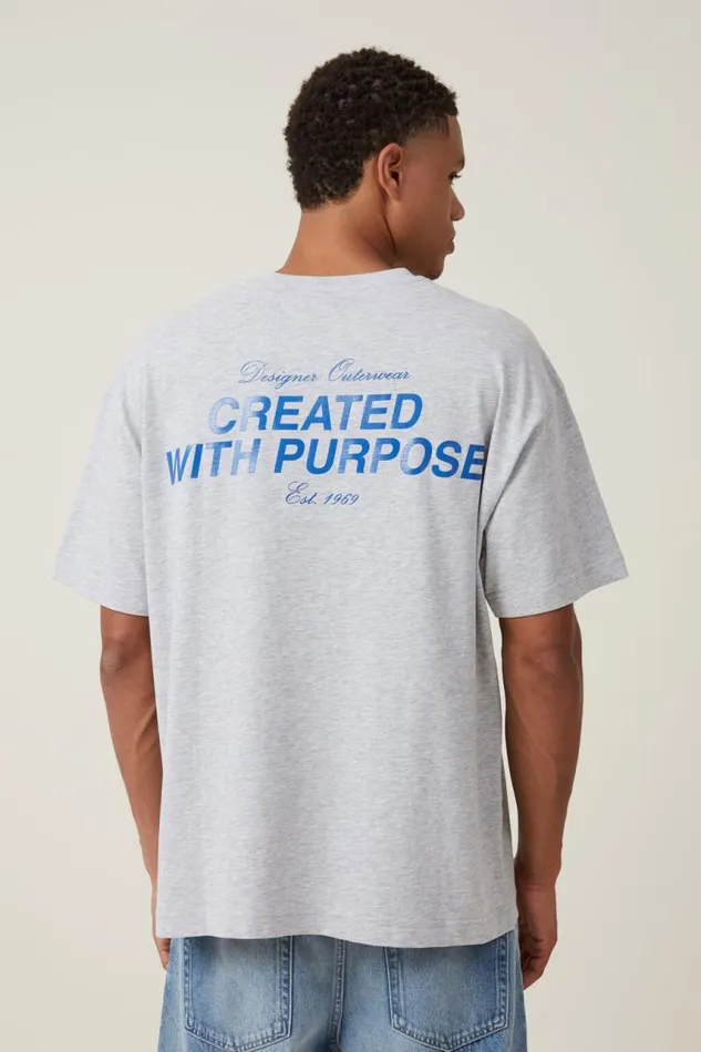 Cotton On Tees and Tanks Box Fit Text TShirt Light Grey Marledesigner Outerwear 8211 Men Cotton On Tees and Tanks Box Fit Text TShirt Light Grey Marledesigner Outerwear 8211 Men