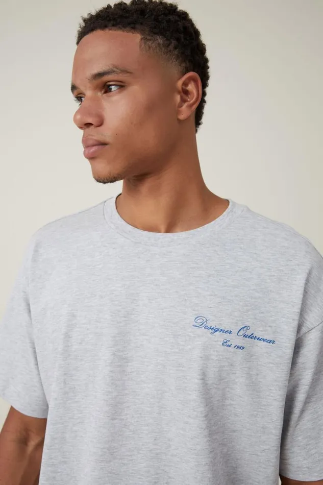 Cotton On Tees and Tanks Box Fit Text TShirt Light Grey Marledesigner Outerwear 8211 Men Cotton On Tees and Tanks Box Fit Text TShirt Light Grey Marledesigner Outerwear 8211 Men