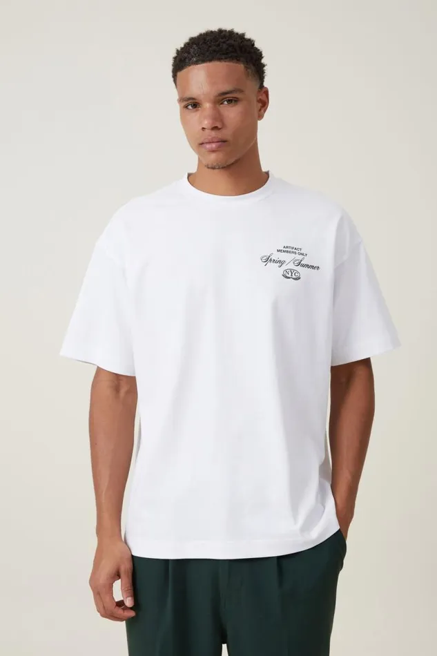 Cotton On Tees and Tanks Box Fit Text TShirt Whiteartifact Nyc 8211 Men