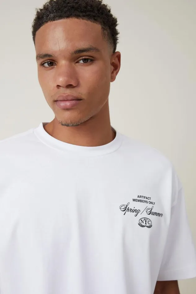 Cotton On Tees and Tanks Box Fit Text TShirt Whiteartifact Nyc 8211 Men Cotton On Tees and Tanks Box Fit Text TShirt Whiteartifact Nyc 8211 Men