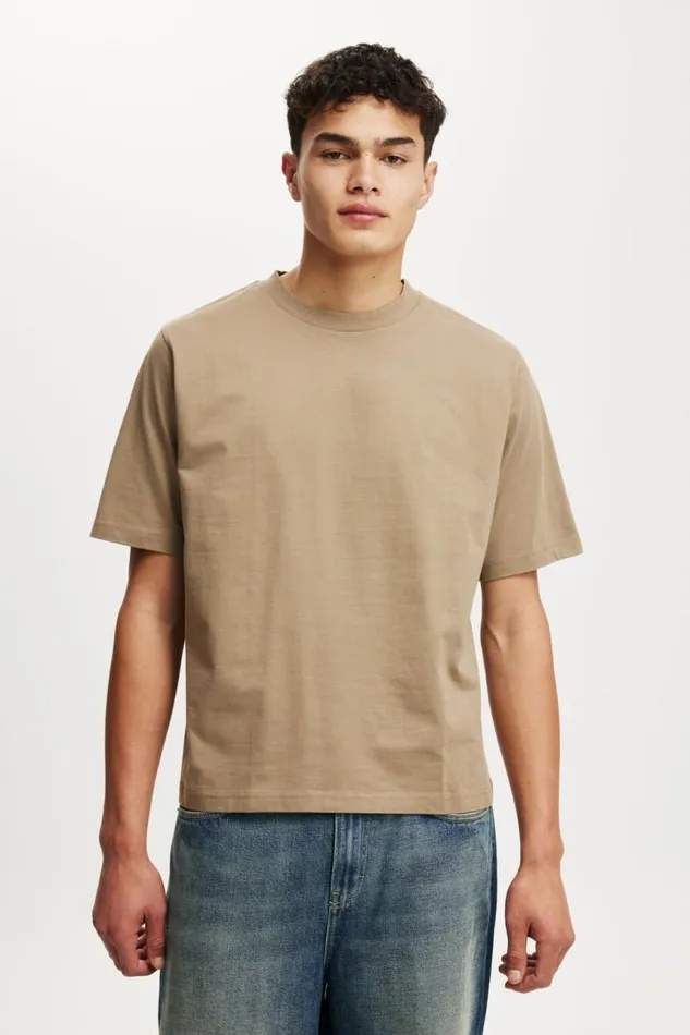 Cotton On Tees and Tanks Cropped Fit TShirt Coffee 8211 Men