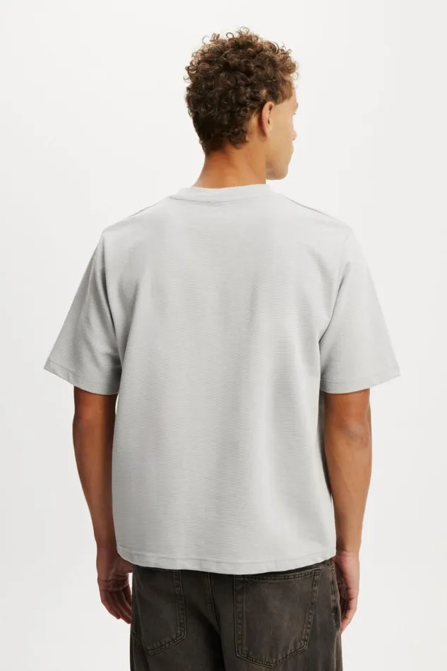 Cotton On Tees and Tanks Cropped Fit Textured TShirt Overcast Grey Texture 8211 Men Cotton On Tees and Tanks Cropped Fit Textured TShirt Overcast Grey Texture 8211 Men