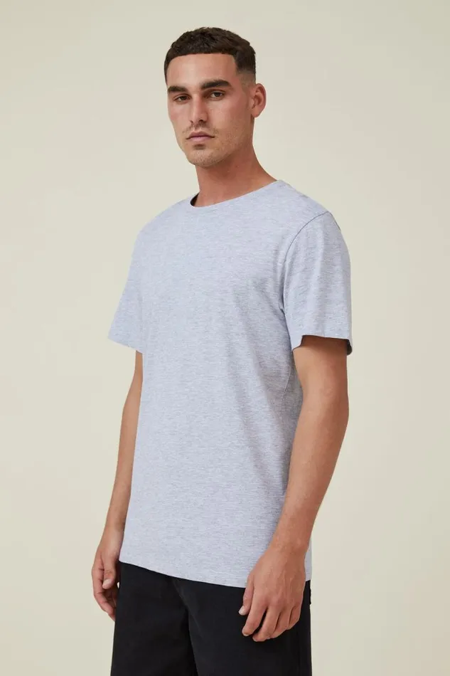 Cotton On Tees and Tanks Organic Regular Fit Crew TShirt Light Grey Marle 8211 Men