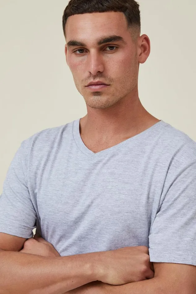 Cotton On Tees and Tanks Organic VNeck TShirt Light Grey Marle 8211 Men Cotton On Tees and Tanks Organic VNeck TShirt Light Grey Marle 8211 Men