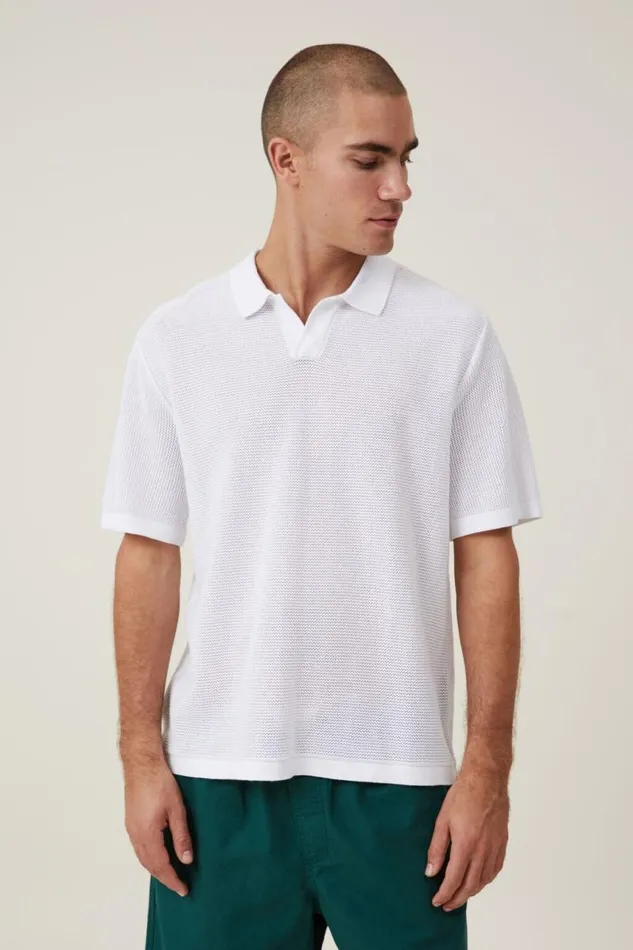 Cotton On Tees and Tanks Resort Short Sleeve Polo Snow White 8211 Men