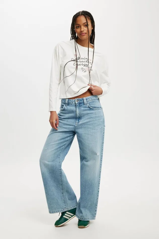 Cotton On Tops Classic Long Sleeve Graphic Tee Main Character Energy Vintage White 8211 Women Cotton On Tops Classic Long Sleeve Graphic Tee Main Character Energy Vintage White 8211 Women