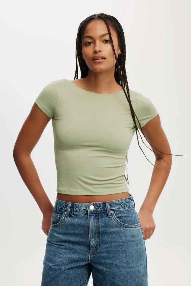 Cotton On Tops Cleo Low Back Tee Artichoke 8211 Women