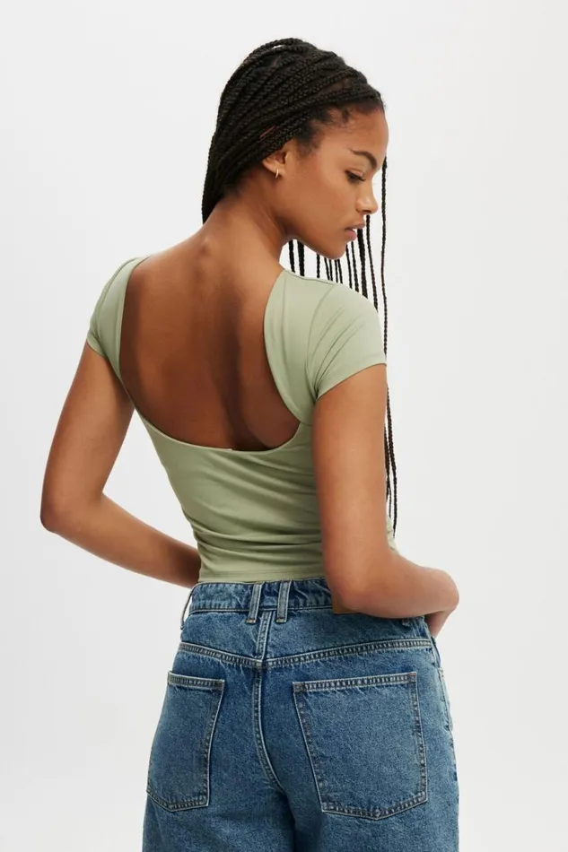 Cotton On Tops Cleo Low Back Tee Artichoke 8211 Women
