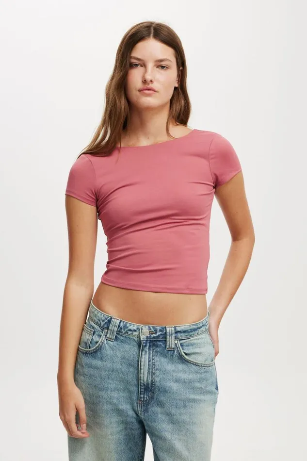 Cotton On Tops Cleo Low Back Tee Sugar Plum 8211 Women