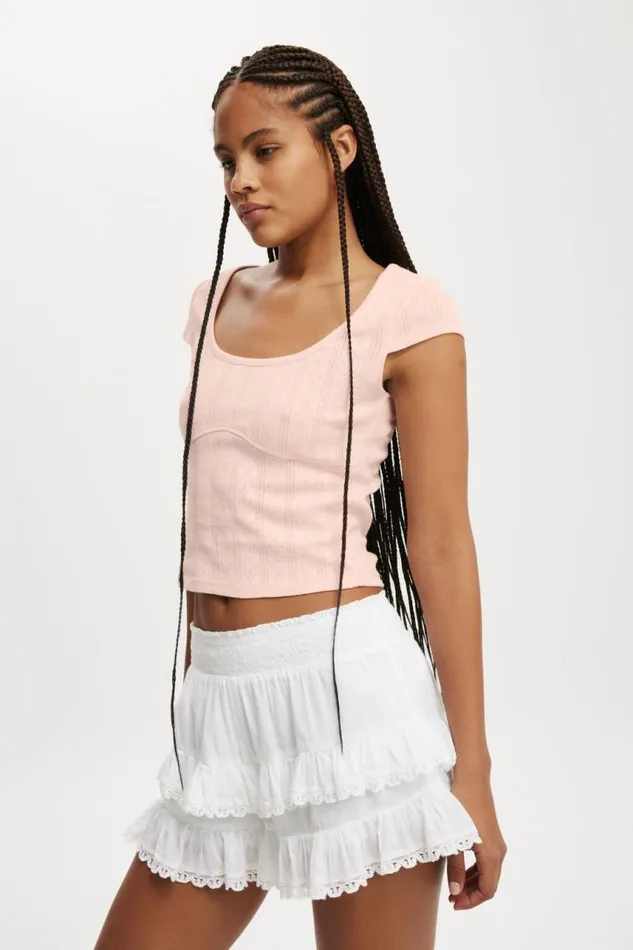 Cotton On Tops Darcie Scoop Neck Short Sleeve Top Flossy Pink 8211 Women