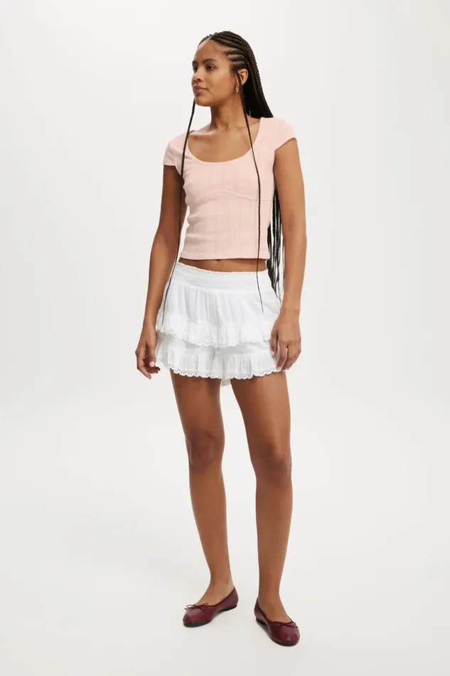 Cotton On Tops Darcie Scoop Neck Short Sleeve Top Flossy Pink 8211 Women