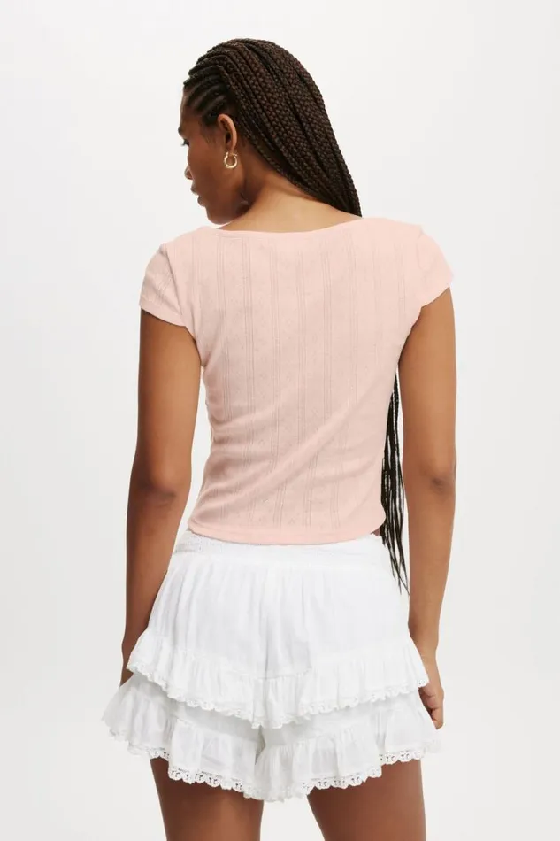 Cotton On Tops Darcie Scoop Neck Short Sleeve Top Flossy Pink 8211 Women
