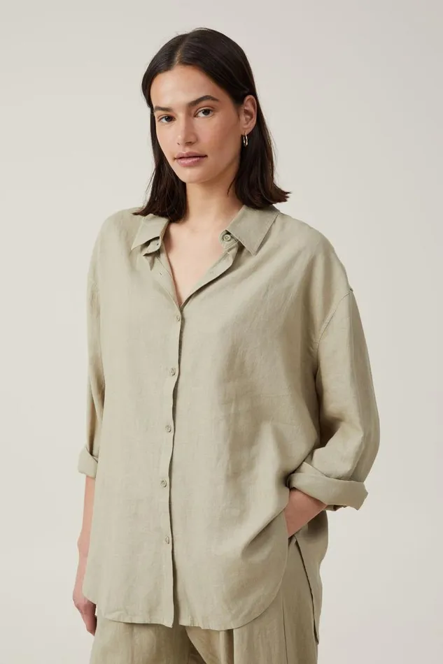 Cotton On Tops Haven Long Sleeve Shirt Desert Sage 8211 Women