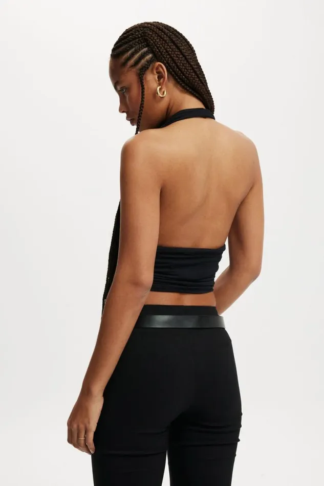 Cotton On Tops Lexa Cowl Neck Halter Top Black 8211 Women