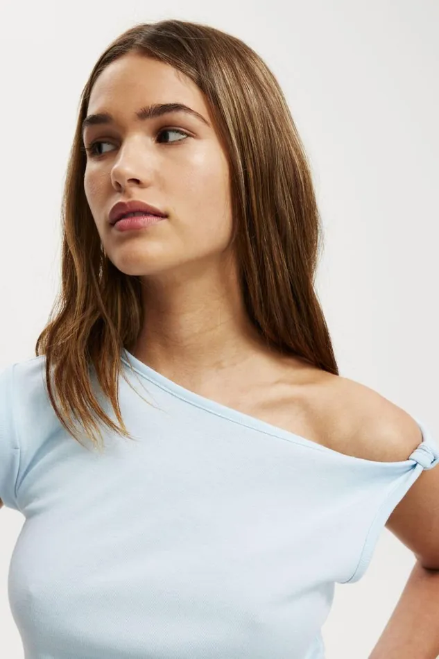 Cotton On Tops Marlow Knot Shoulder Short Sleeve Top Antartic Blue 8211 Women Cotton On Tops Marlow Knot Shoulder Short Sleeve Top Antartic Blue 8211 Women