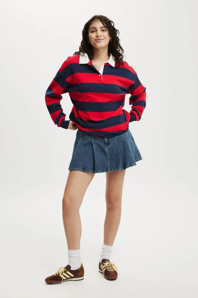 Cotton On Tops Oversized Long Sleeve Polo Winter Nightscarlet Red 8211 Women Cotton On Tops Oversized Long Sleeve Polo Winter Nightscarlet Red 8211 Women