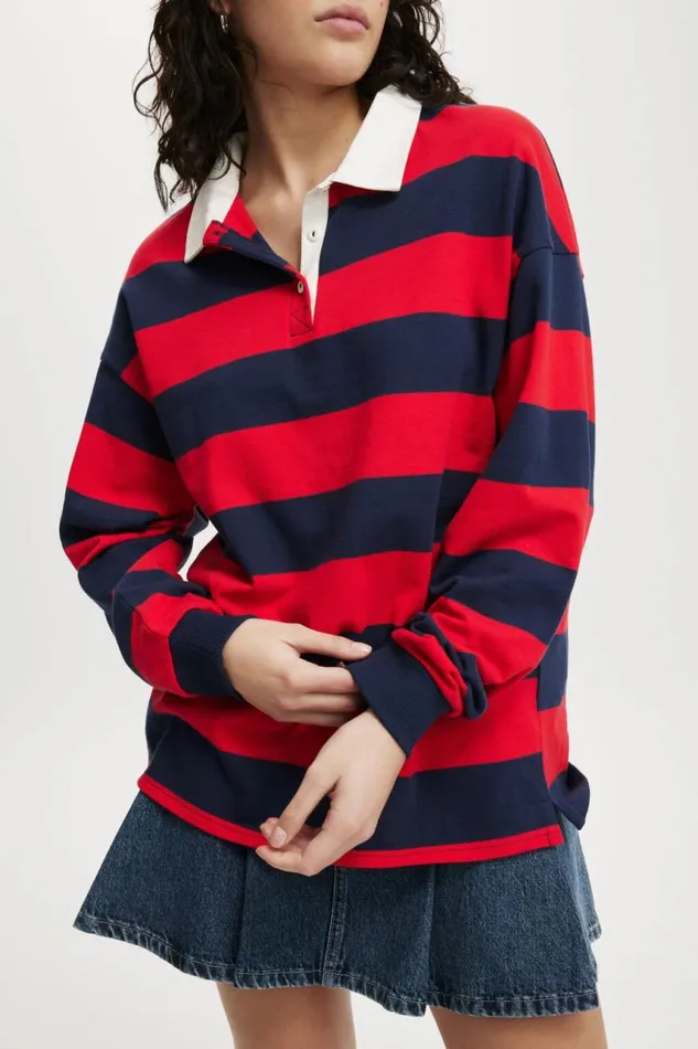 Cotton On Tops Oversized Long Sleeve Polo Winter Nightscarlet Red 8211 Women Cotton On Tops Oversized Long Sleeve Polo Winter Nightscarlet Red 8211 Women