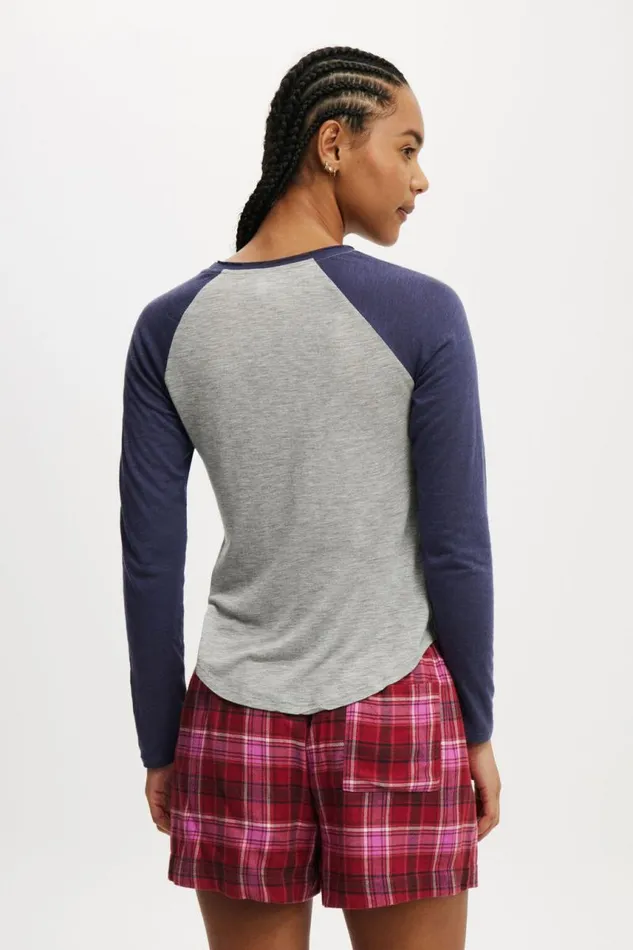 Cotton On Tops Raglan Long Sleeve Top Voyage Blue Star 8211 Women