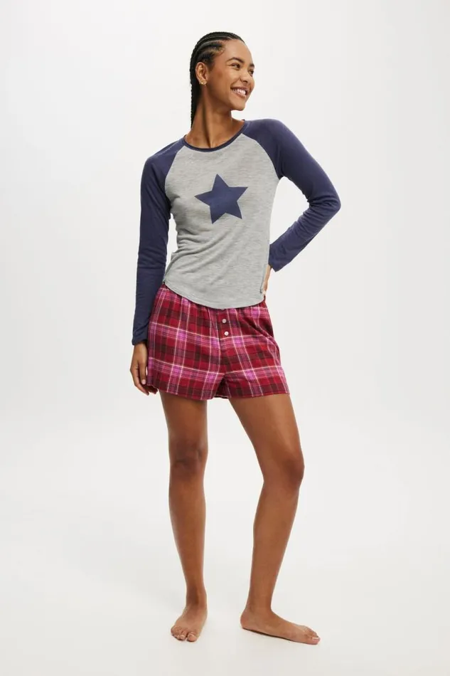 Cotton On Tops Raglan Long Sleeve Top Voyage Blue Star 8211 Women