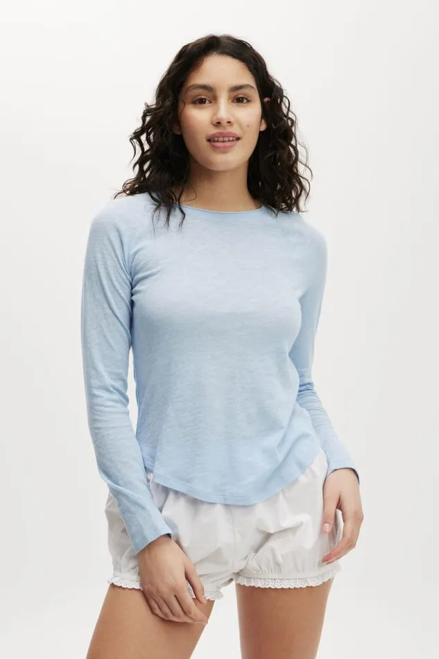 Cotton On Tops Raglan Long Sleeve Top Windsurfer Blue 8211 Women
