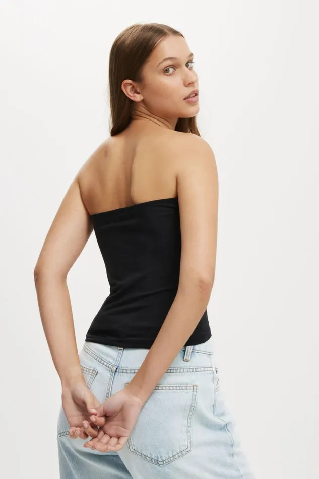 Cotton On Tops Sofia Ribbon Trim Tube Top Black 8211 Women
