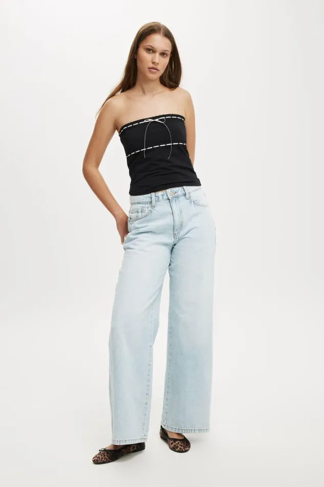 Cotton On Tops Sofia Ribbon Trim Tube Top Black 8211 Women
