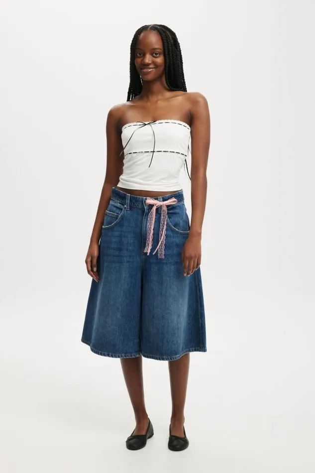 Cotton On Tops Sofia Ribbon Trim Tube Top Natural White 8211 Women