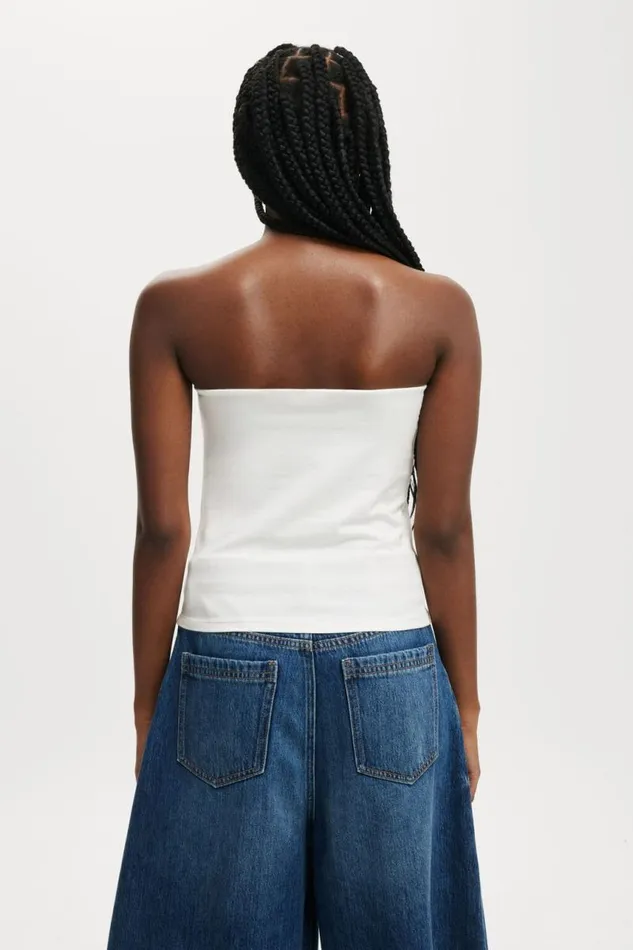 Cotton On Tops Sofia Ribbon Trim Tube Top Natural White 8211 Women
