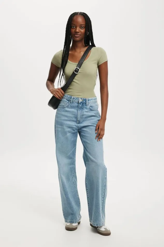 Cotton On Tops Staple Rib Scoop Neck Short Sleeve Top Artichoke 8211 Women Cotton On Tops Staple Rib Scoop Neck Short Sleeve Top Artichoke 8211 Women
