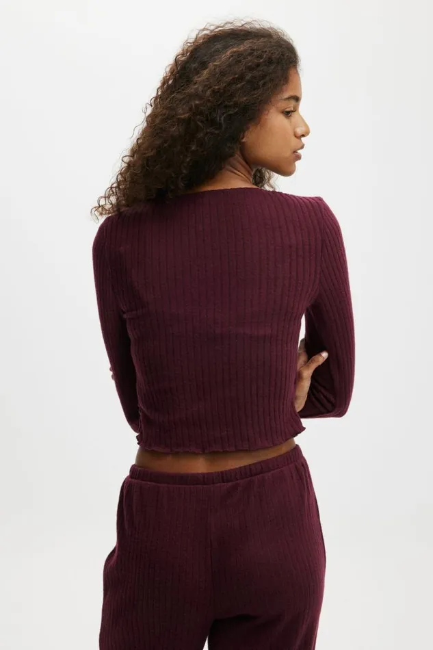 Cotton On Tops Super Soft Ribbed Wrap Top Dark Oak 8211 Women Cotton On Tops Super Soft Ribbed Wrap Top Dark Oak 8211 Women
