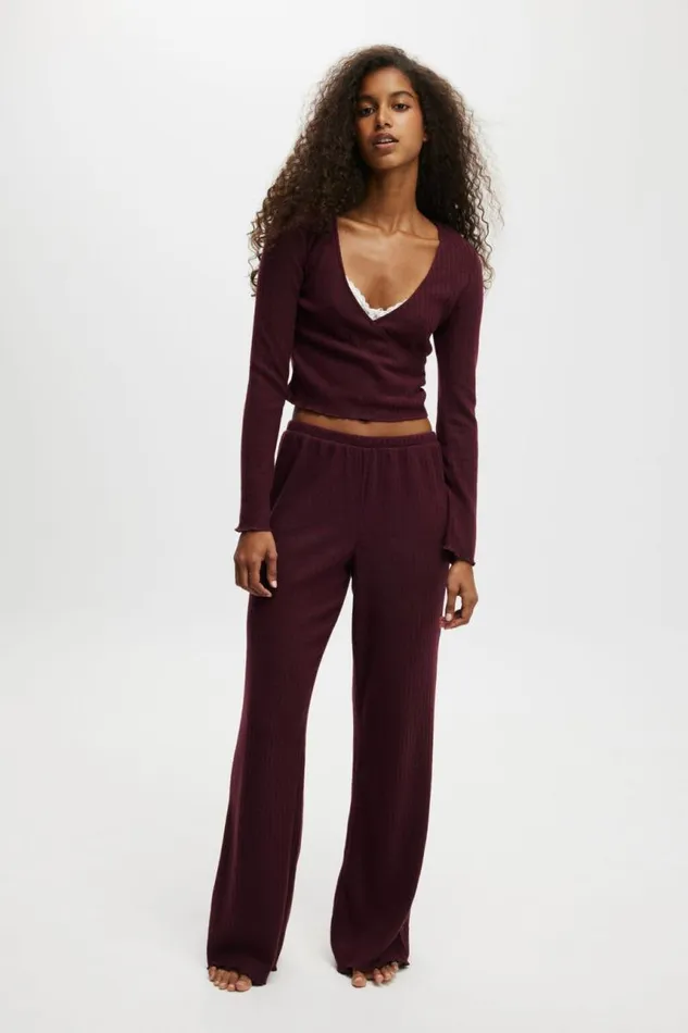 Cotton On Tops Super Soft Ribbed Wrap Top Dark Oak 8211 Women Cotton On Tops Super Soft Ribbed Wrap Top Dark Oak 8211 Women