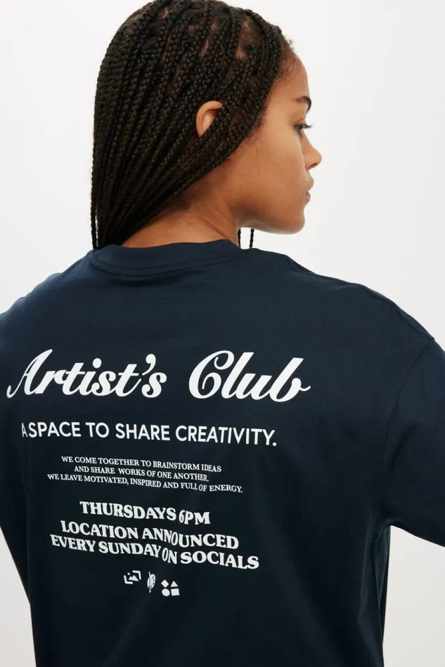 Cotton On Tops The Boxy Graphic Tee Artist Club Ink Navy 8211 Women Cotton On Tops The Boxy Graphic Tee Artist Club Ink Navy 8211 Women
