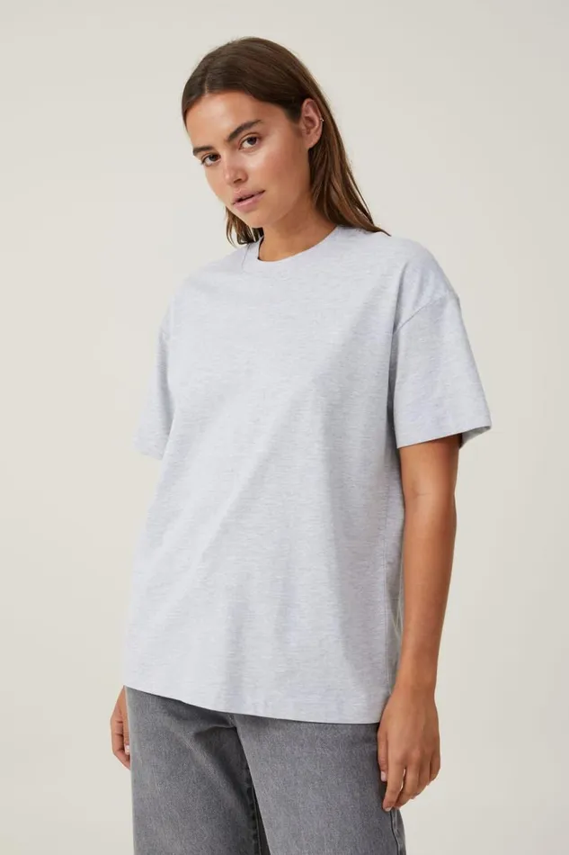 Cotton On Tops The Boxy Oversized Tee Grey Marle 8211 Women