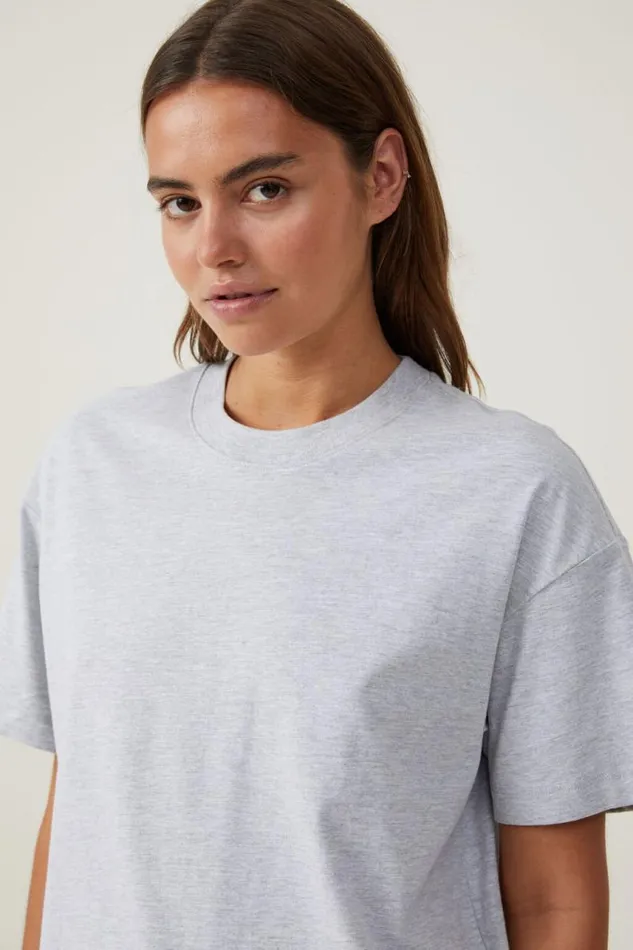 Cotton On Tops The Boxy Oversized Tee Grey Marle 8211 Women