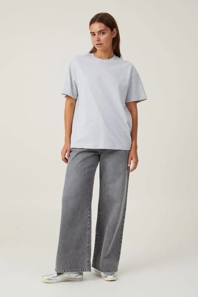 Cotton On Tops The Boxy Oversized Tee Grey Marle 8211 Women