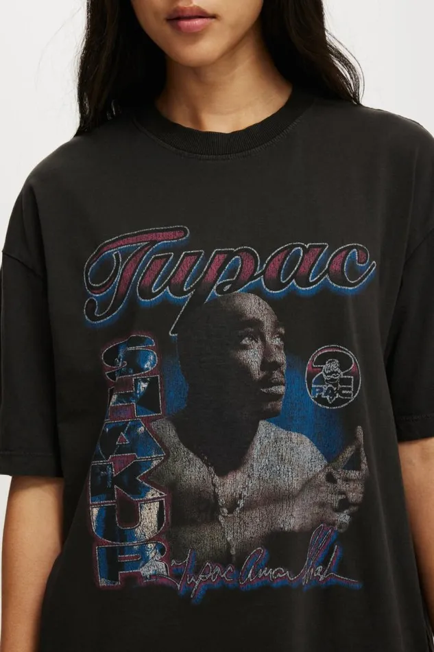 Cotton On Tops The Lcn Music Boxy Graphic Tee Lcn Bra Tupac Shakur Washed Black 8211 Women Cotton On Tops The Lcn Music Boxy Graphic Tee Lcn Bra Tupac Shakur Washed Black 8211 Women