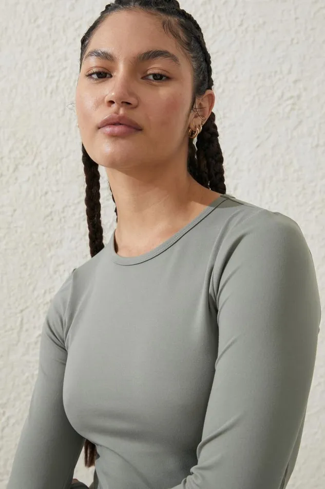 Cotton On Tops Ultra Soft Fitted Long Sleeve Top Dusty Khaki 8211 Women Cotton On Tops Ultra Soft Fitted Long Sleeve Top Dusty Khaki 8211 Women