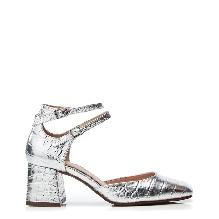 Court Shoes Women Moda In Pelle Daziah Silver Croc