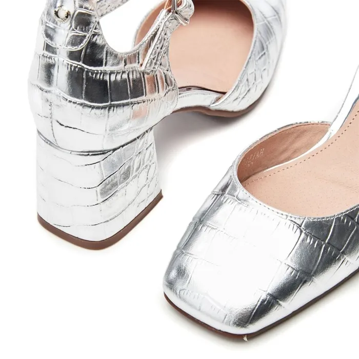 Court Shoes Women Moda In Pelle Daziah Silver Croc