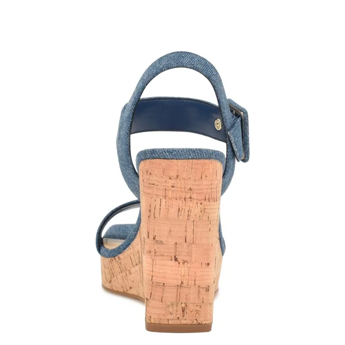 Courts Wedge Sandals Blue Denim Women Nine West High Heels Courts Wedge Sandals Blue Denim Women Nine West High Heels