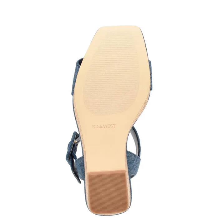 Courts Wedge Sandals Blue Denim Women Nine West High Heels Courts Wedge Sandals Blue Denim Women Nine West High Heels