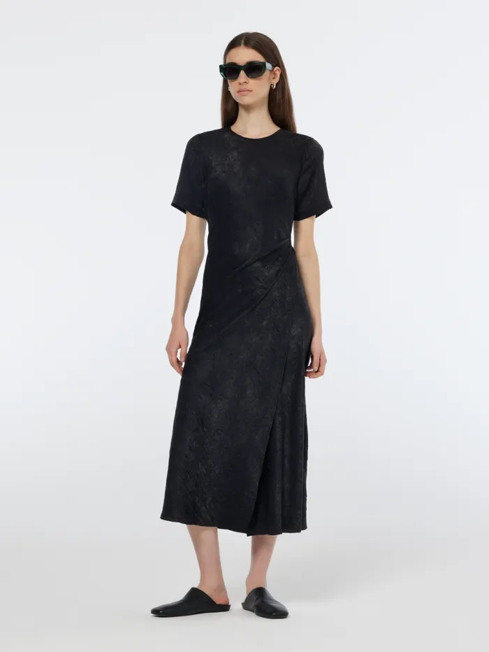 Crushed Satin Wrap Dress Black Women Scotch and Soda Dresses and Jumpsuits