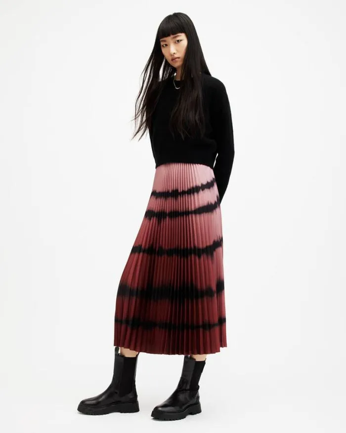 Curtis 2In1 Ombre Tie Dye Midi Dress Blackred Women AllSaints Dresses