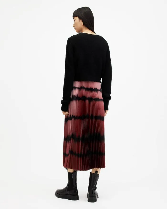 Curtis 2In1 Ombre Tie Dye Midi Dress Blackred Women AllSaints Dresses