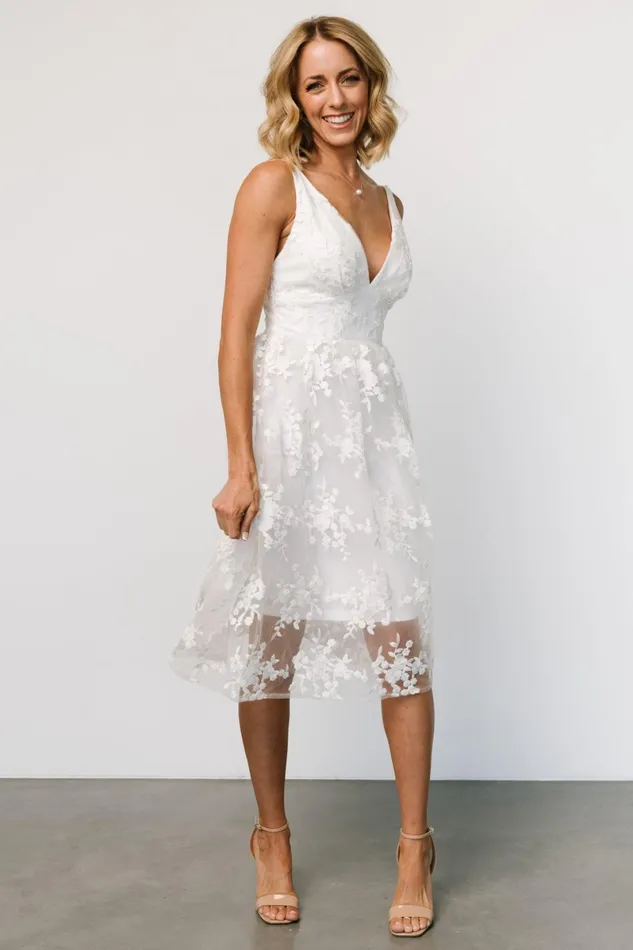 Dante Applique Midi Dress Off White Women Baltic Born Bridal Dante Applique Midi Dress Off White Women Baltic Born Bridal
