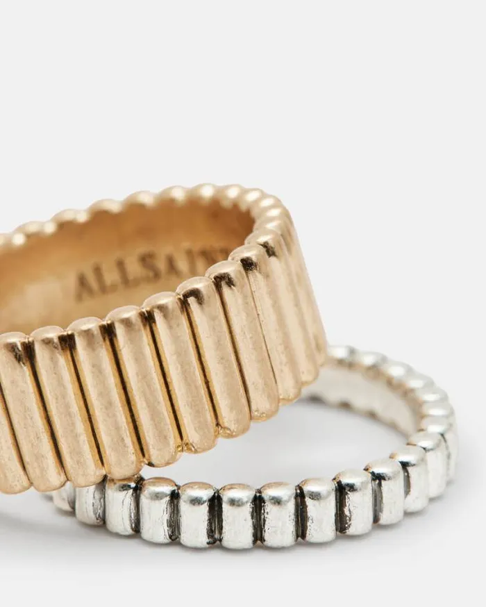 Darcy Two Tone Ring Set Wrm Braswrm Slver Women AllSaints Jewelry